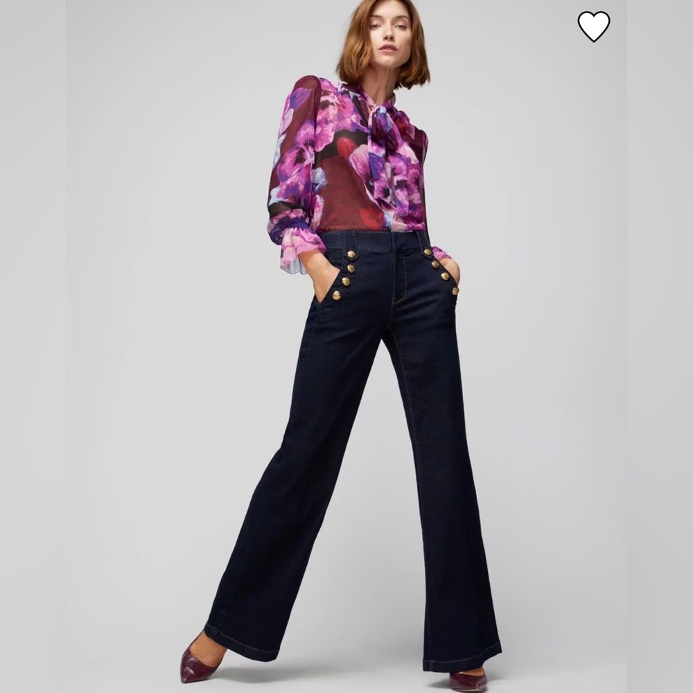 White House Black Market Blue Flare Wide Leg Jeans